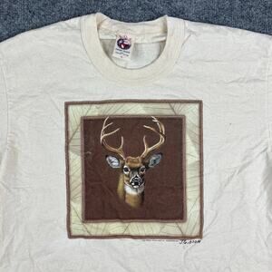 SOS From Texas T-Shirt Mens XL Beige Organic Cotton Deer Buck Nature Graphic